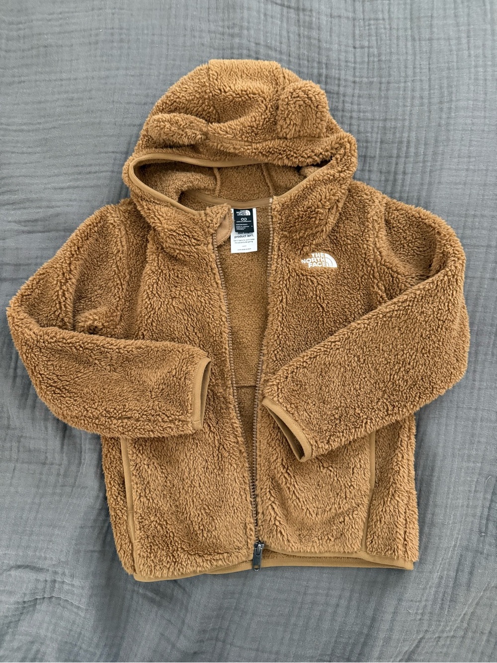 The North Face Kids Brown Sherpa Fleece Jacket with Hood